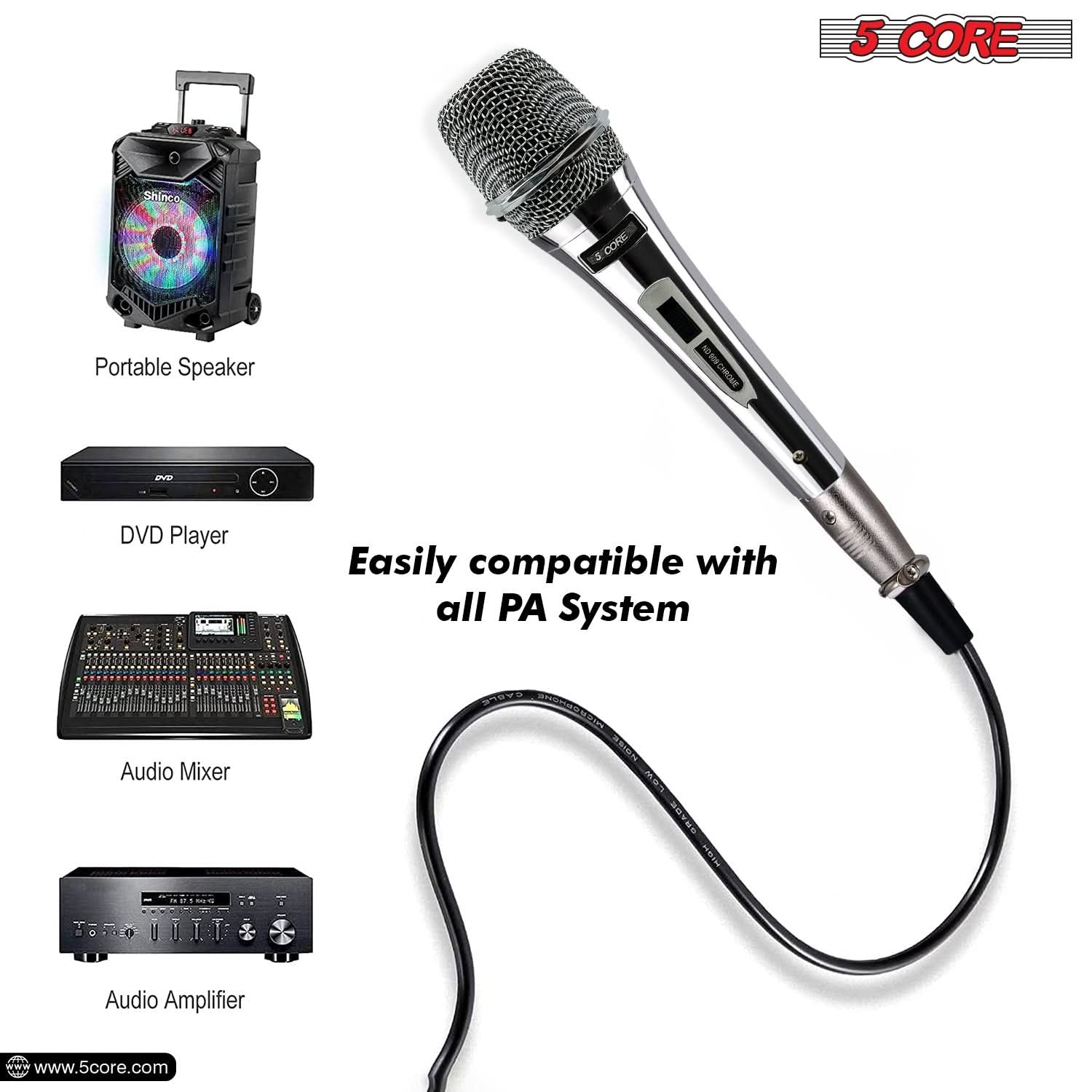 5Core XLR Microphone Dynamic Mic Karaoke Singing Studio Microfono Handheld Mics