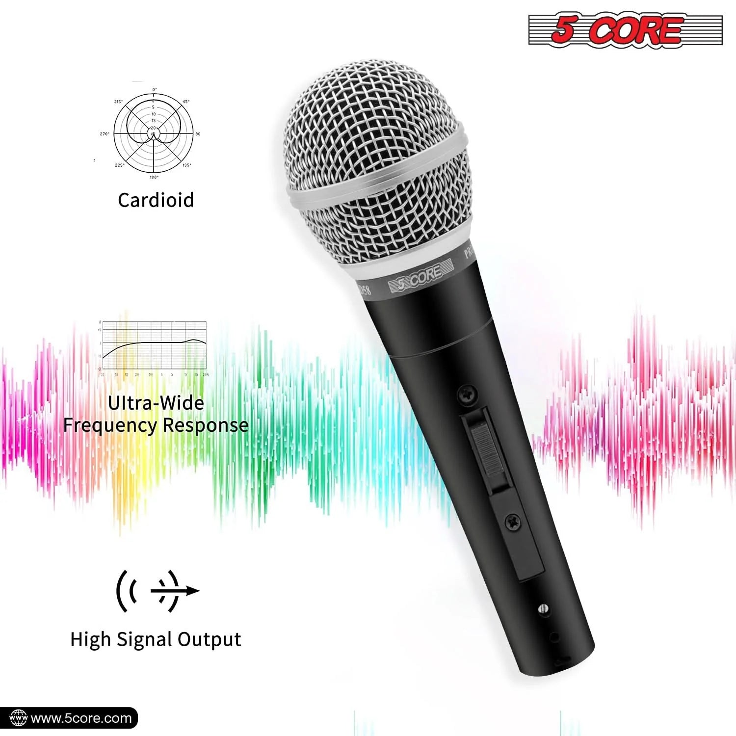 5Core XLR Microphone Dynamic Mic Karaoke Singing Studio Microfono Handheld Mics