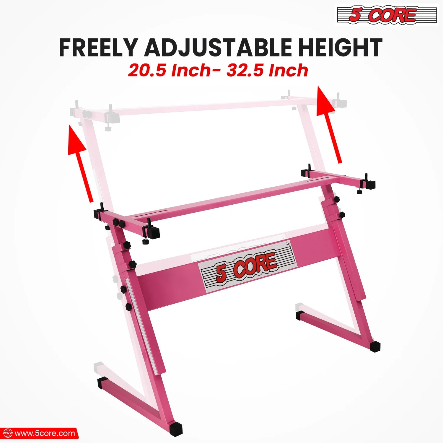 5 Core Keyboard Stand Z Style Height Adjustable Sturdy Piano Riser Lift Holder Stands PINK