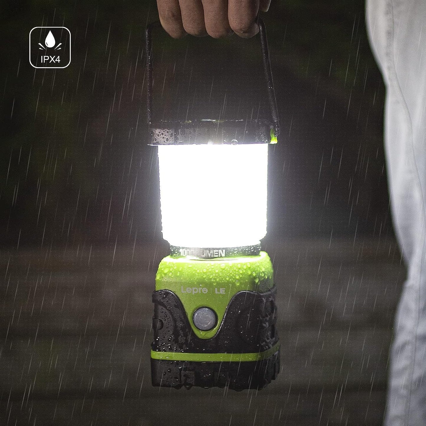 LE 1000LM Battery Powered LED Camping Lantern, Waterproof Tent Light with 4 Light Modes, Camping Essentials, Portable Lantern Flashlight for Camping, Emergency Light, Power Outages, Not Rechargeable