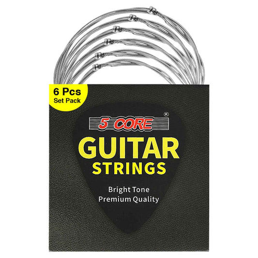 5Core Electric Guitar Strings Nickel 0.009-.042 Gauge W Bright Tone for 6 String Guitars