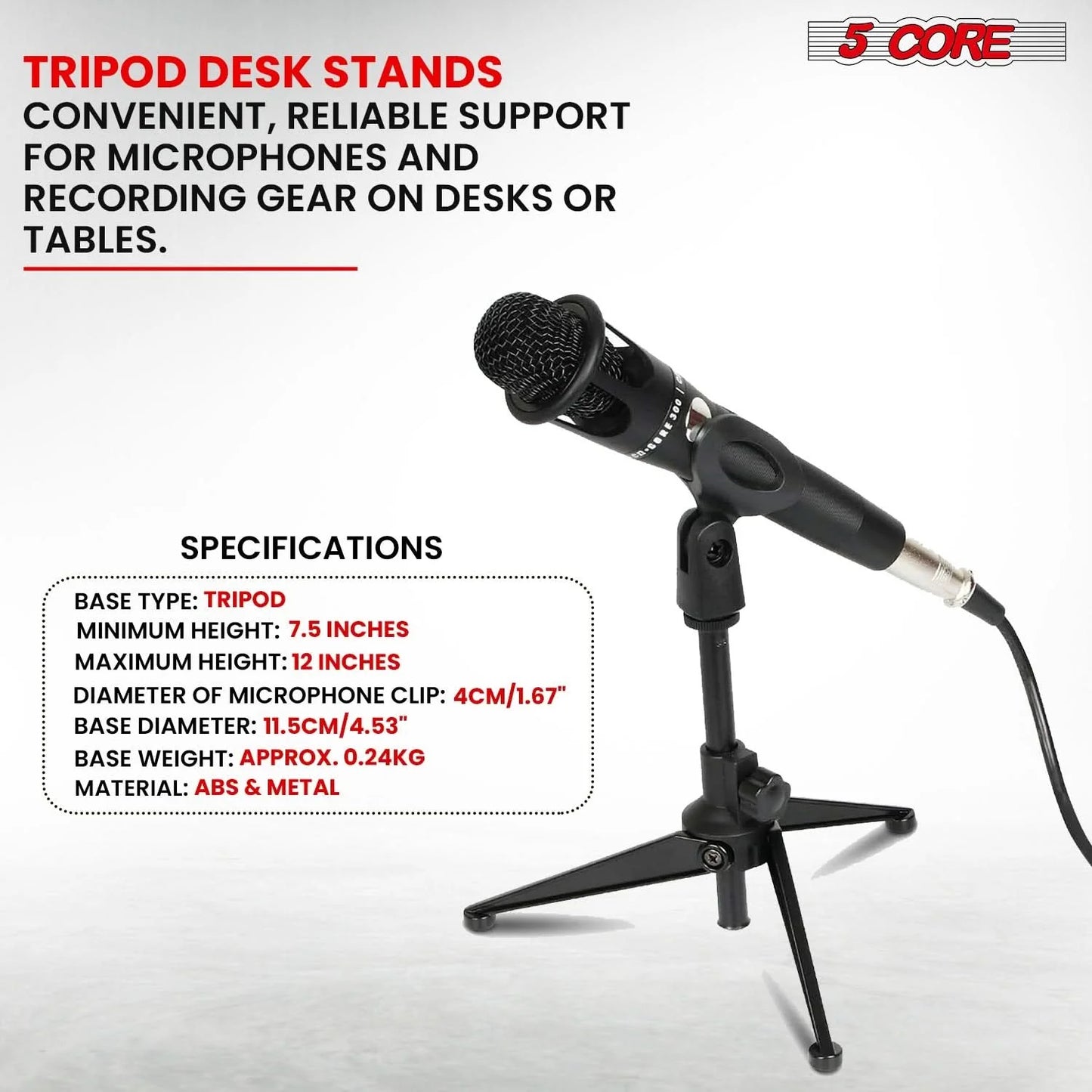 5Core Tripod Desktop Mic Stand Universal Desk Microphone Holder Table Top Stands