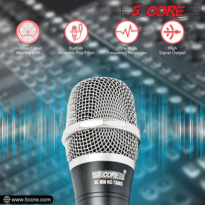 5Core XLR Microphone Dynamic Mic Karaoke Singing Studio Microfono Handheld Mics