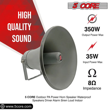 5Core PA Horn Loud Speaker 12 Inch Outdoor Indoor 35W 8 Ohm Multi Purpose Loudspeaker