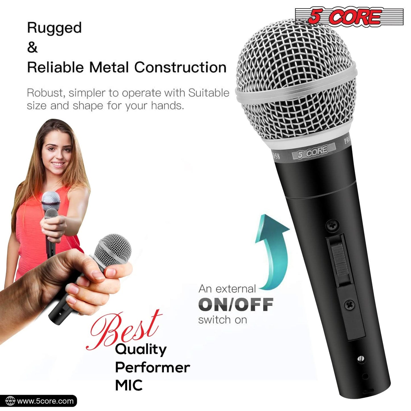 5Core XLR Microphone Dynamic Mic Karaoke Singing Studio Microfono Handheld Mics