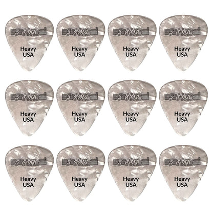 5Core Guitar Picks 0.96Mm Celluloid Heavy Gauge Pick - Acoustic Electric Bass Guitars WHITE