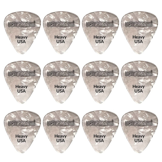 5Core Guitar Picks 0.96Mm Celluloid Heavy Gauge Pick - Acoustic Electric Bass Guitars WHITE