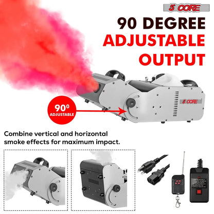 5Core Fog Machine 2500W Smoke Machine 6500CFM Low Lying Indoor Outdoor Portable Fogger