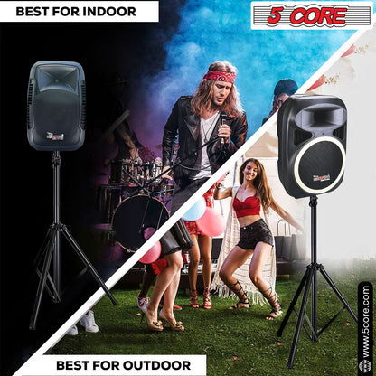 5Core Speaker Stand Tripod Tall Adjustable 72 Inch DJ Studio Monitor Stands Pole Mount BLACK