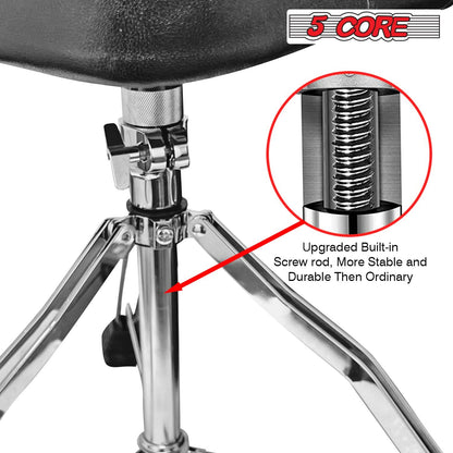 5Core Drum Throne Padded Guitar Stool Backrest Drummer Seat for Adults & Kids BLACK