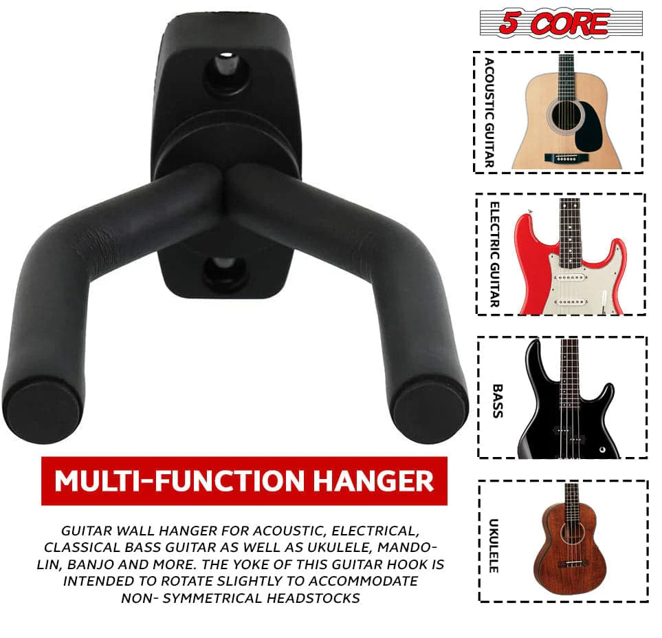 5Core Guitar Wall Mount Hanger Display Wall Hook Soft Padding Holder for All Guitars