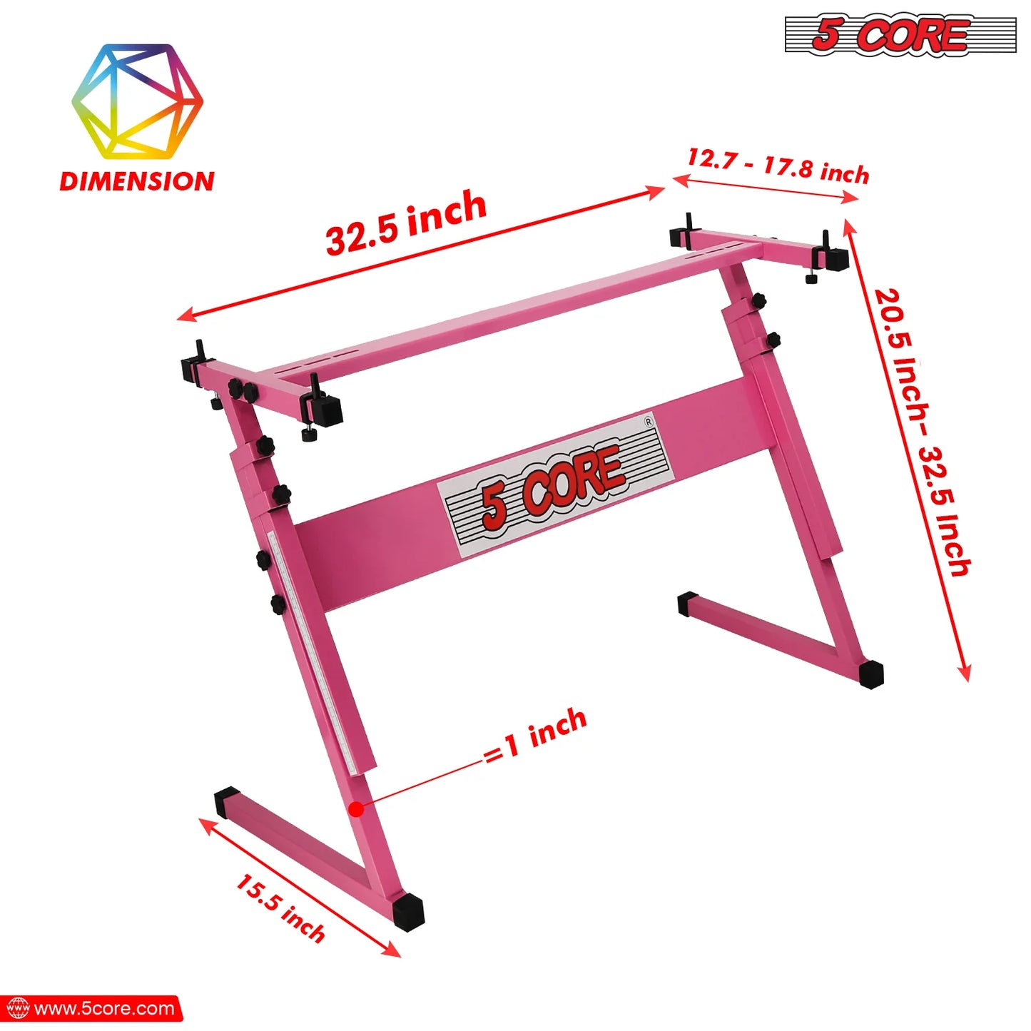 5 Core Keyboard Stand Z Style Height Adjustable Sturdy Piano Riser Lift Holder Stands PINK