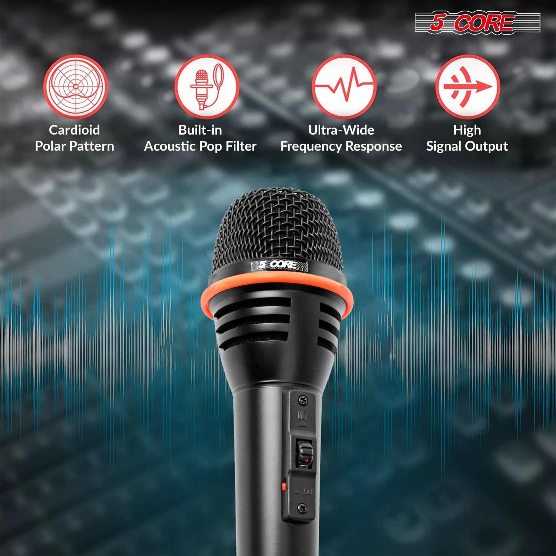 5Core XLR Microphone Dynamic Mic Karaoke Singing Studio Mics Handheld Microfono