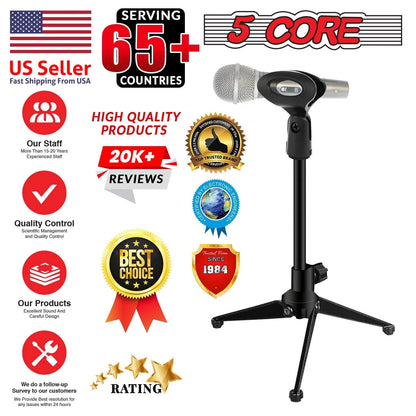 5Core Tripod Desktop Mic Stand Universal Desk Microphone Holder Table Top Stands