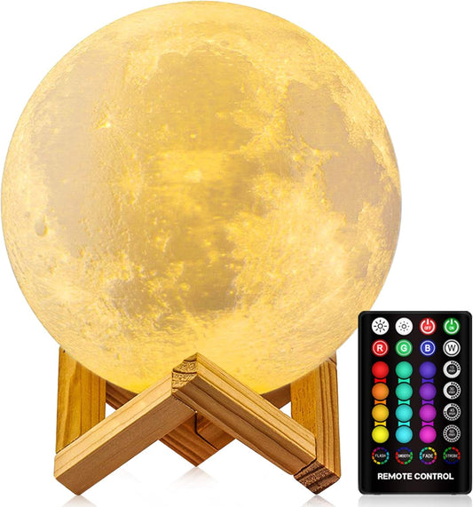 Moon Lamp, 16 Colors Moon Night Light with Stand & Remote &Touch Control and USB Rechargeable Decorative Light up Moon Lamp for Baby Kids Lover Birthday Party Gifts(4.8 Inch)