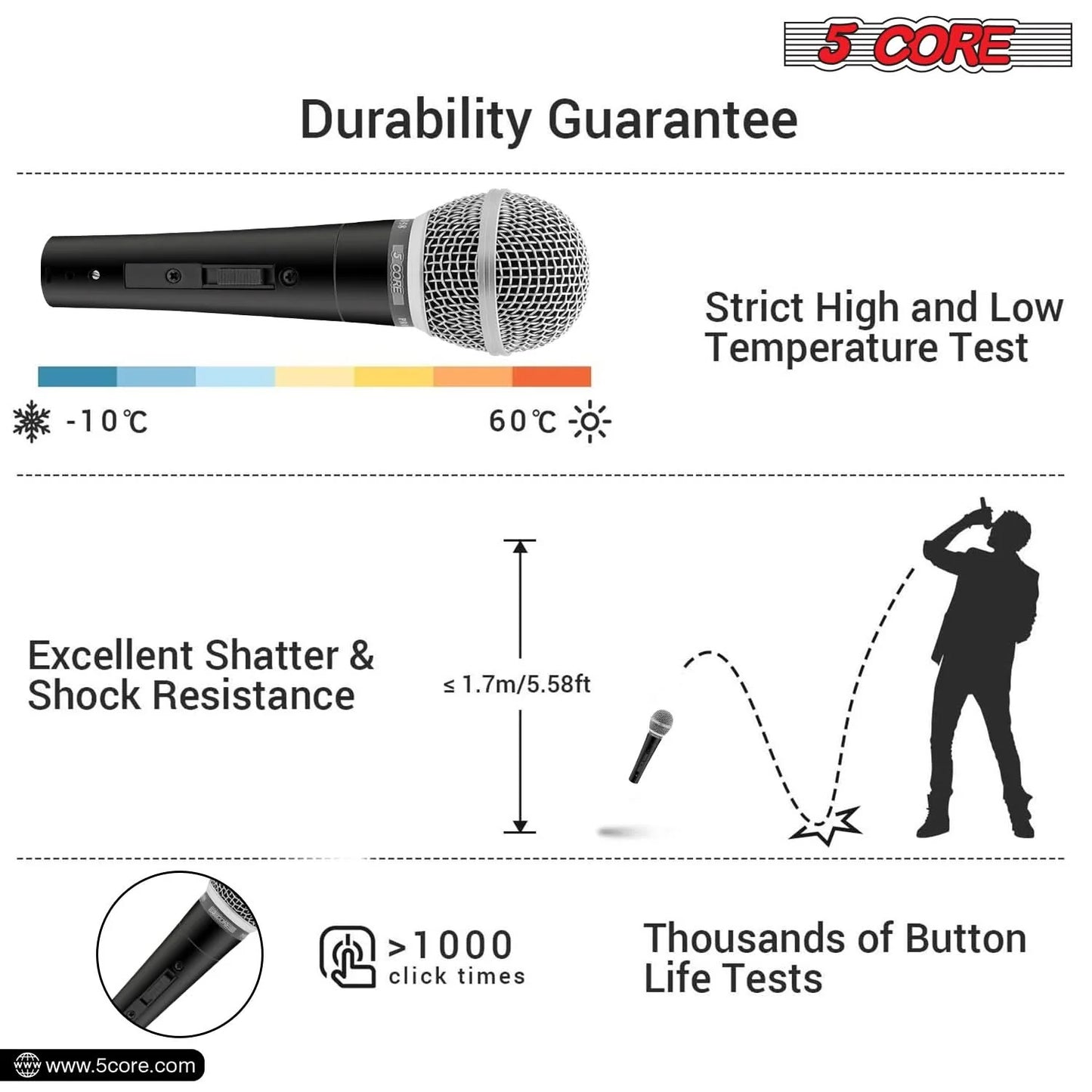 5Core XLR Microphone Dynamic Mic Karaoke Singing Studio Microfono Handheld Mics