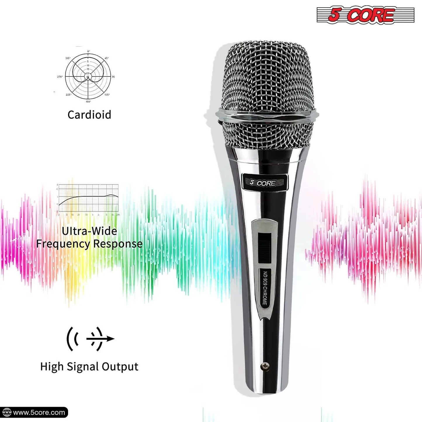 5Core XLR Microphone Dynamic Mic Karaoke Singing Studio Microfono Handheld Mics