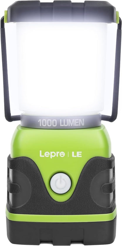 LE 1000LM Battery Powered LED Camping Lantern, Waterproof Tent Light with 4 Light Modes, Camping Essentials, Portable Lantern Flashlight for Camping, Emergency Light, Power Outages, Not Rechargeable