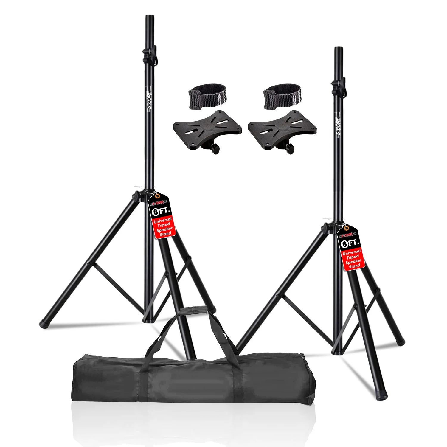 5Core Speaker Stand Tripod Tall Adjustable 72 Inch DJ Pole Mount Studio Monitor Stands BLACK