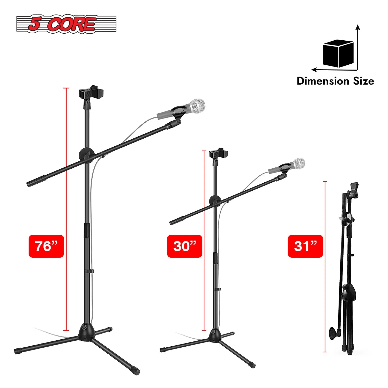 5Core Tripod Mic Stand Adjustable Heavy Duty Floor Holder Microphone Boom Arm