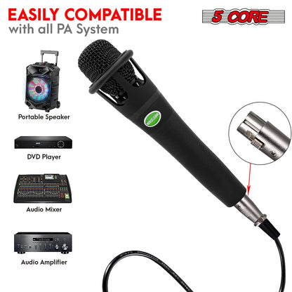 5Core XLR Microphone Dynamic Mic Karaoke Singing Studio Mics Handheld Microfono