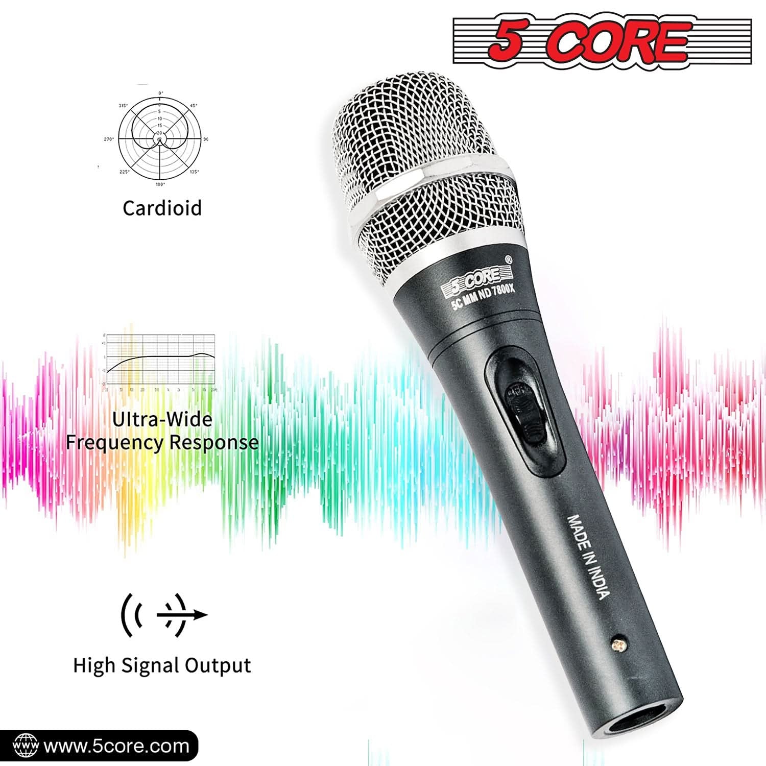 5Core XLR Microphone Dynamic Mic Karaoke Singing Studio Microfono Handheld Mics