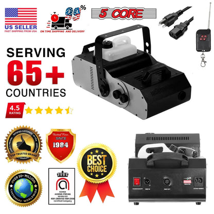 5Core Fog Machine 2500W Smoke Machine 6500CFM Low Lying Indoor Outdoor Portable Fogger