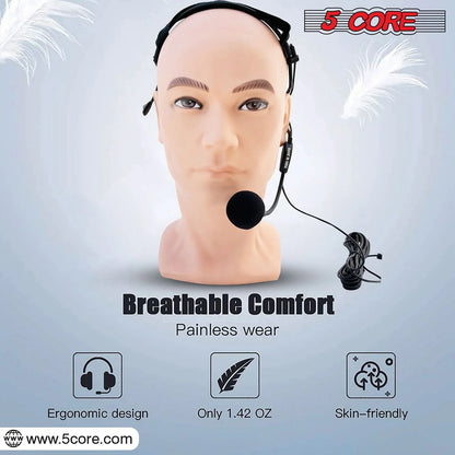 5 Core Headset Microphone Professional Flexible Boom Wired Hands Free Mic 1/4" Connector Jack