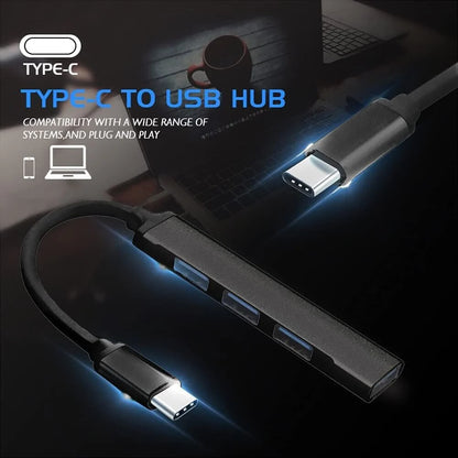 USB-C Type C to USB 3.0 4 Port Hub Splitter for PC Phone Mac Ipad Macbook Pro