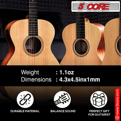 5Core Acoustic Guitar Strings 0.010-0.047 Steel Gauge Heavy Duty W Bright Tone for 6 String Guitars