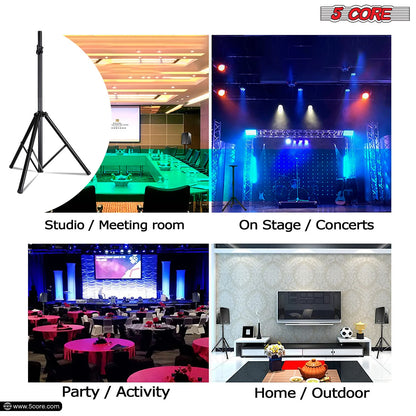 5Core Speaker Stand Tripod Tall Adjustable 72 Inch DJ Pole Mount Studio Monitor Stands BLACK