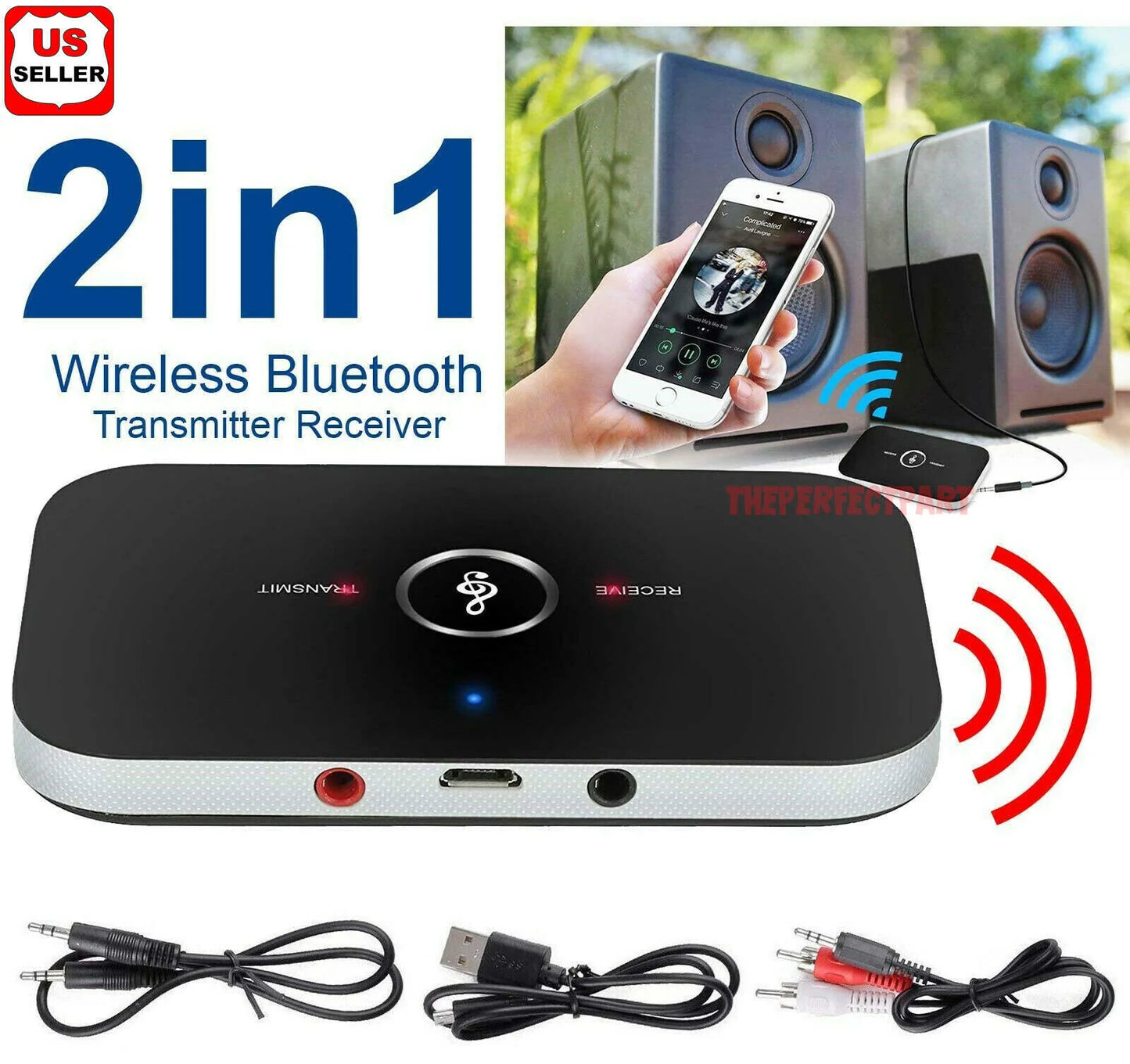 Bluetooth 5.0 Transmitter Receiver 2 in 1 Wireless Audio 3.5Mm Jack Aux Adapter