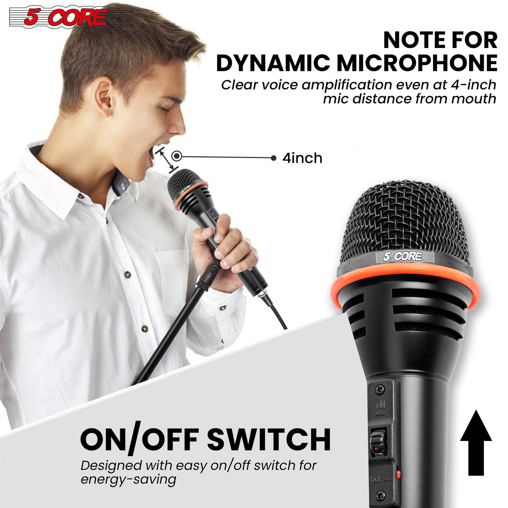 5Core XLR Microphone Dynamic Mic Karaoke Singing Studio Mics Handheld Microfono