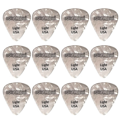 5Core Guitar Picks Celluloid Light Gauge 0.46Mm Pick - Acoustic Electric Bass Guitars WHITE