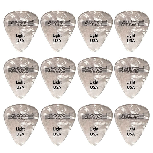 5Core Guitar Picks Celluloid Light Gauge 0.46Mm Pick - Acoustic Electric Bass Guitars WHITE