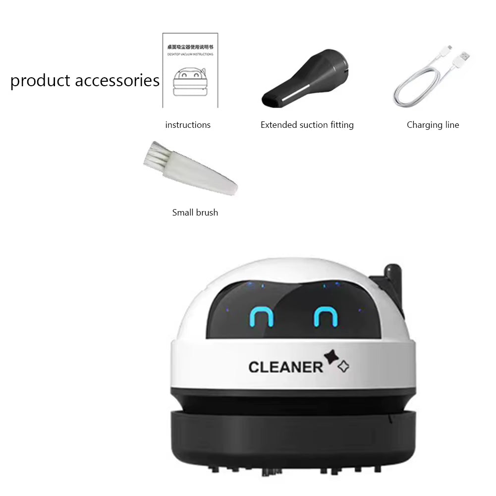 Desk Dust Vacuum with Clean Brush Portable Table Dust Removal Cleaning Brush USB Charging Desktop Cleaner Mini Vacuum Cleaner