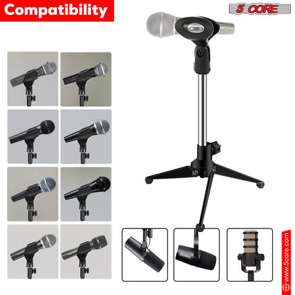 5Core Desktop Mic Stand Tripod Universal Desk Microphone Holder Table Top Stands